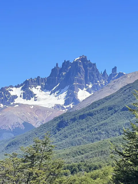 Las agujas nevadas del Cerro Castillo sobre un bosque de lengas